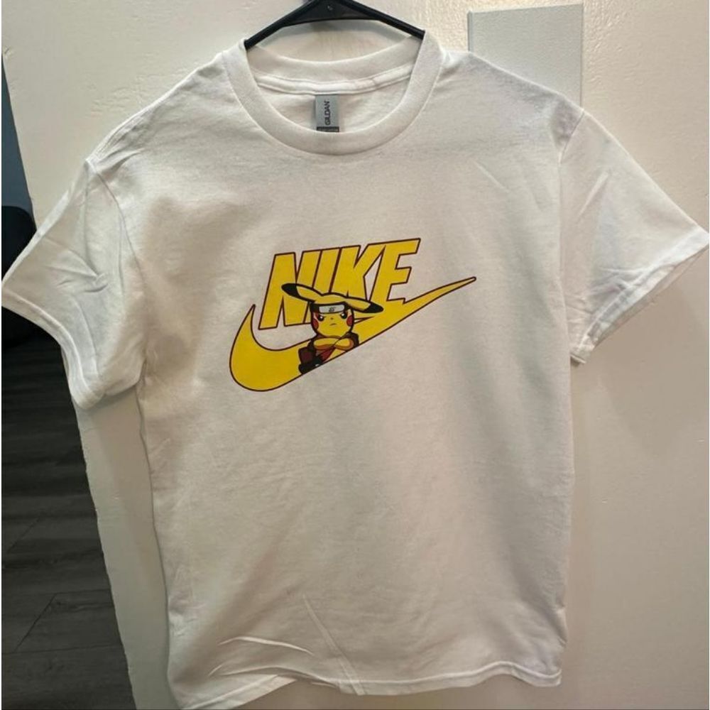 New Pikachu Nike Parody Shirt Cute Pokemon Short Sleeve Anime Small - 2XL